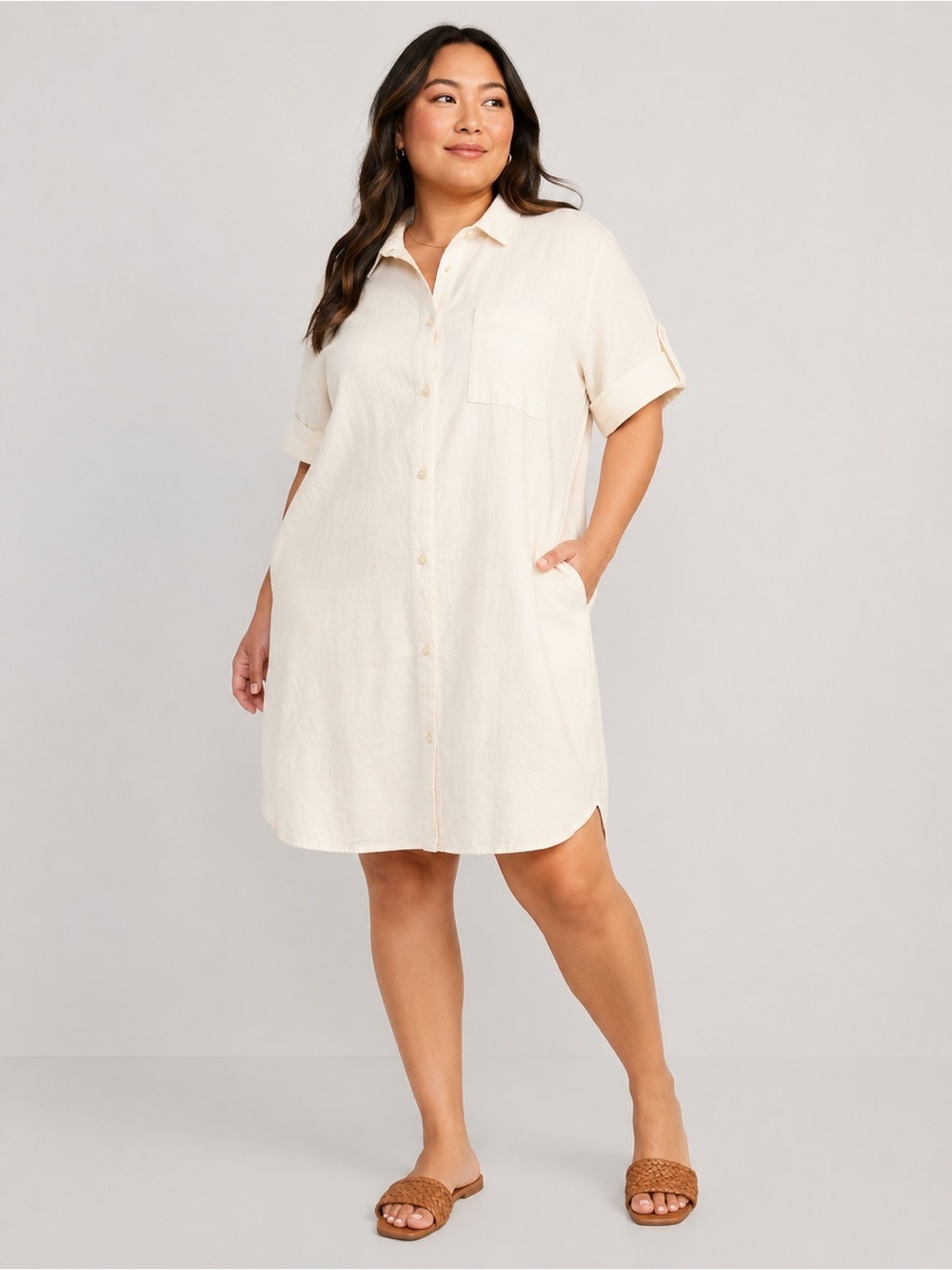 Old Navy Linen Blend Button Front Shirt Dress | Size XL